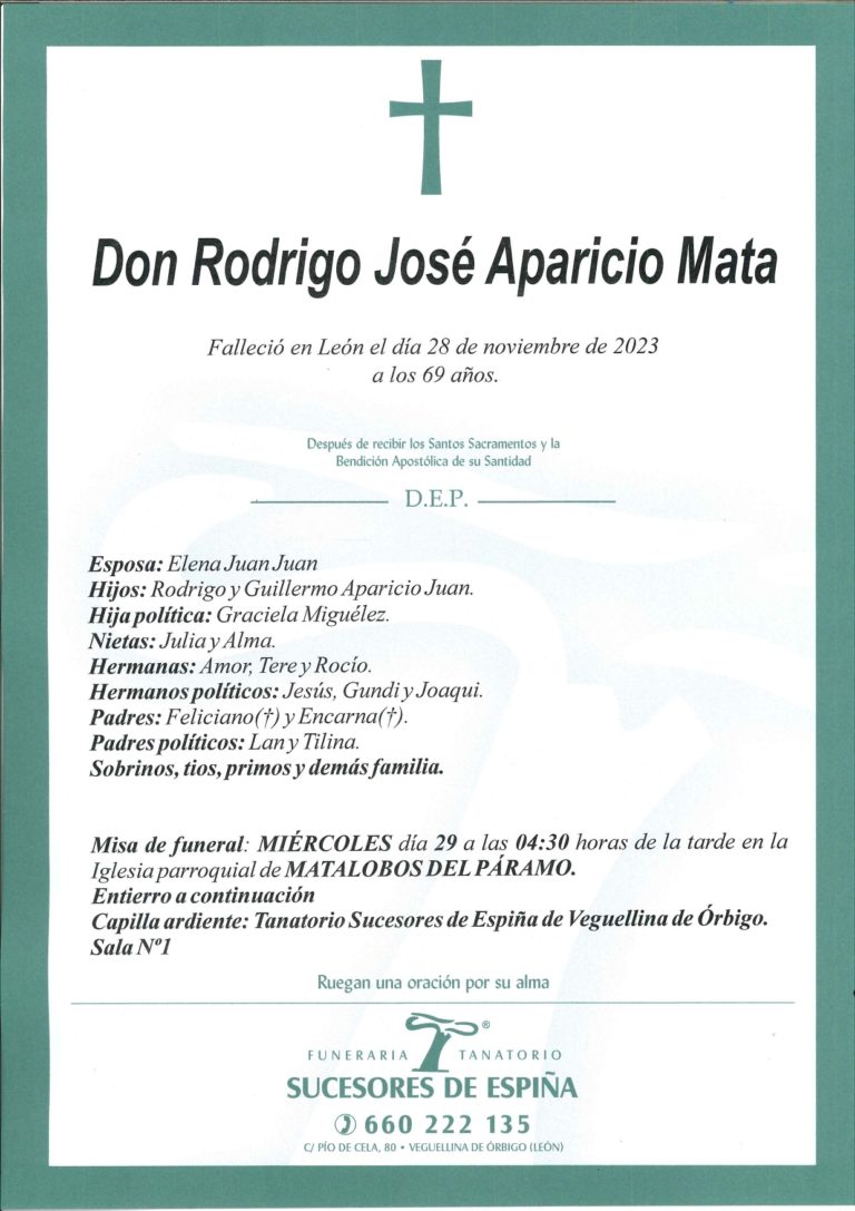 Lee más sobre el artículo Don Rodrigo José Aparicio Mata