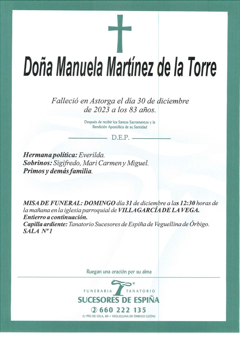 Lee más sobre el artículo MANUELA MARTÍNEZ DE LA TORRE