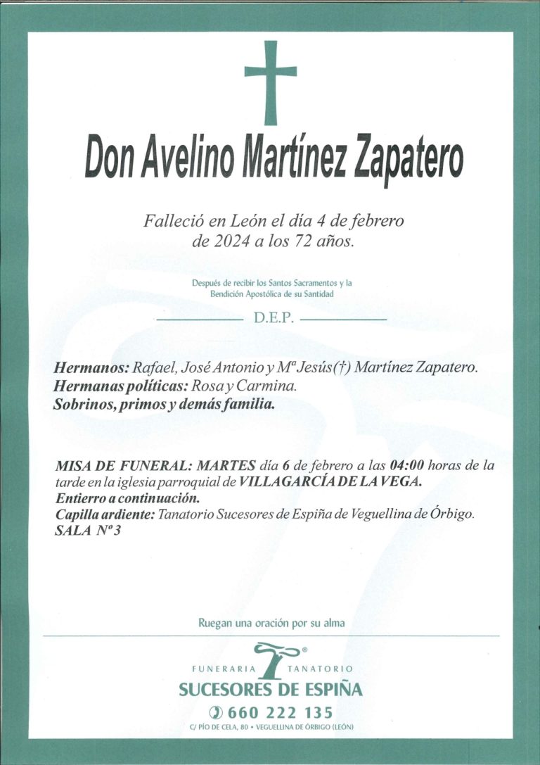 Lee más sobre el artículo Avelino Martinez Zapatero