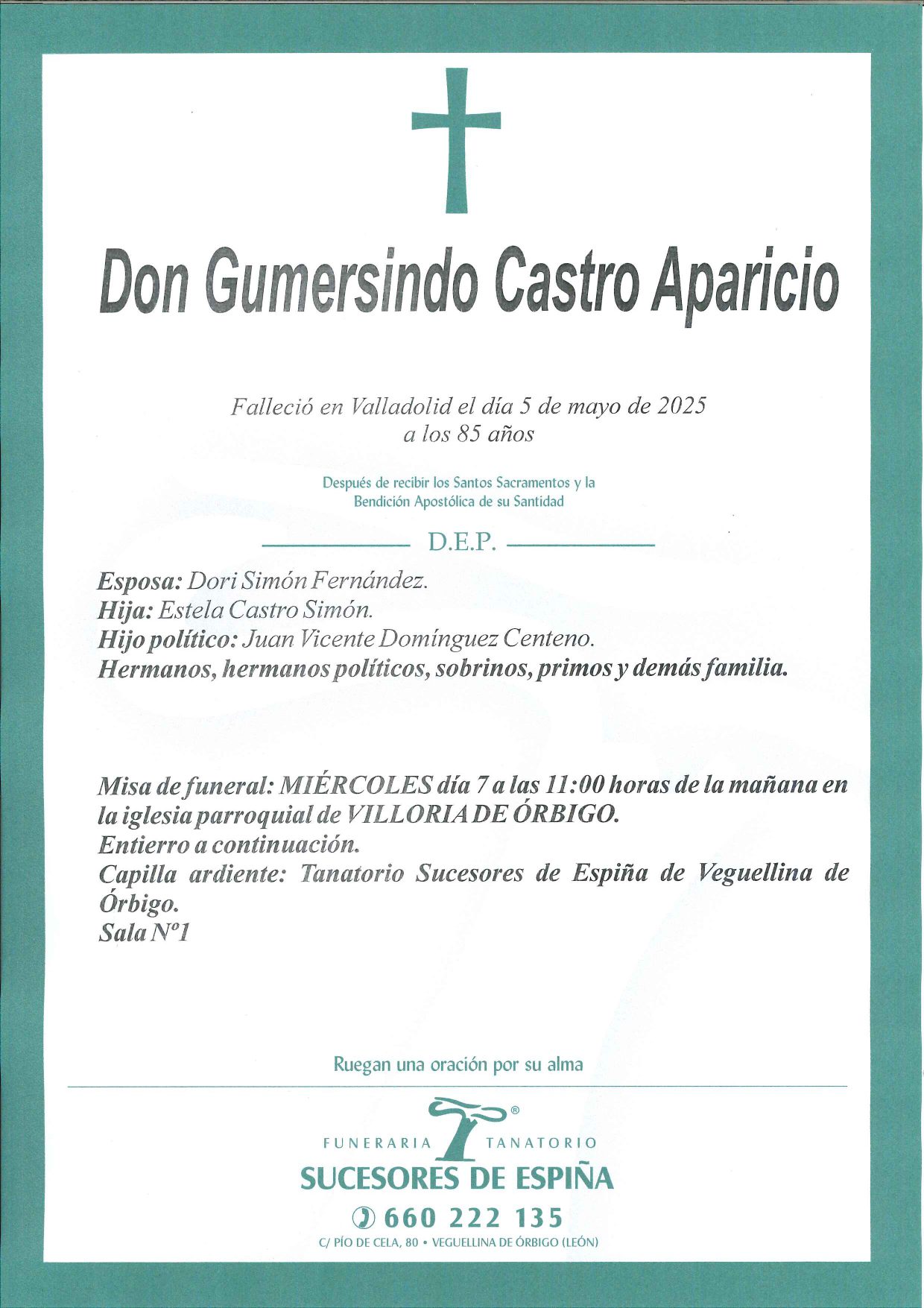 Lee más sobre el artículo Gumersindo Castro Aparicio