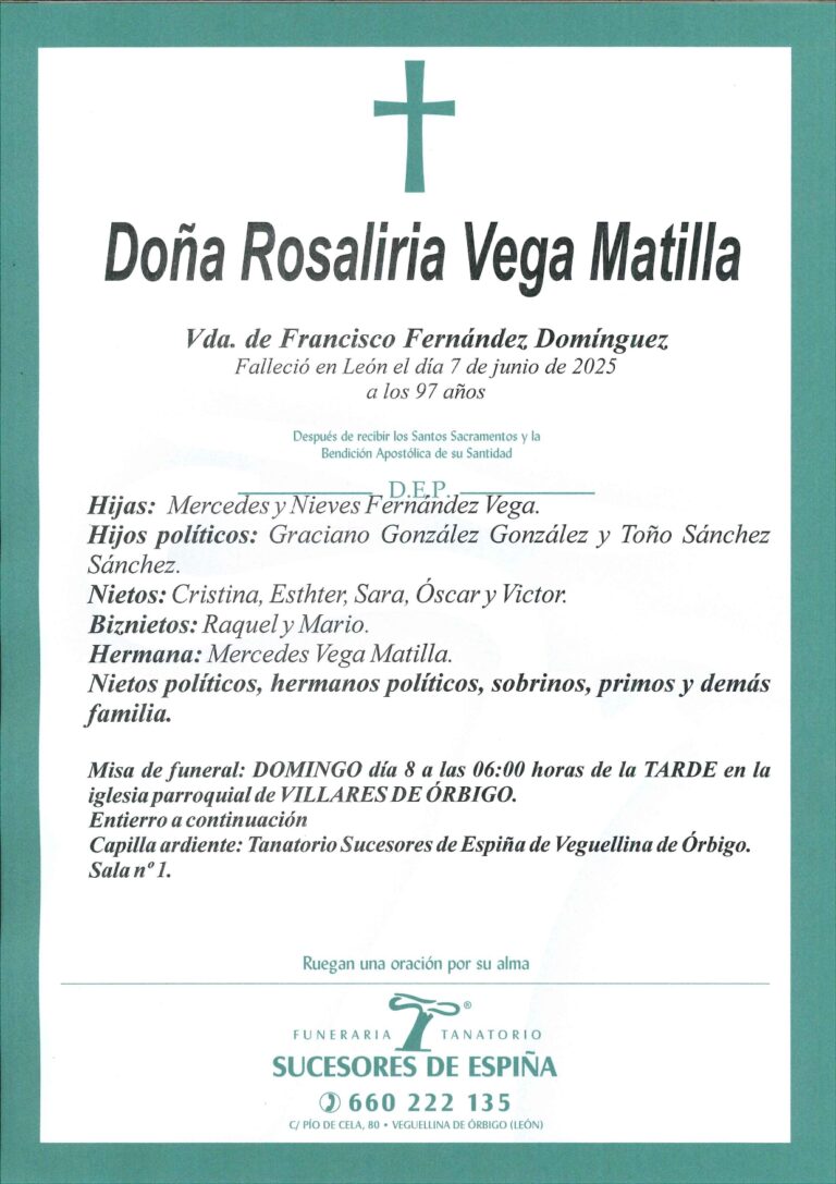 Lee más sobre el artículo Rosaliria Vega Matilla