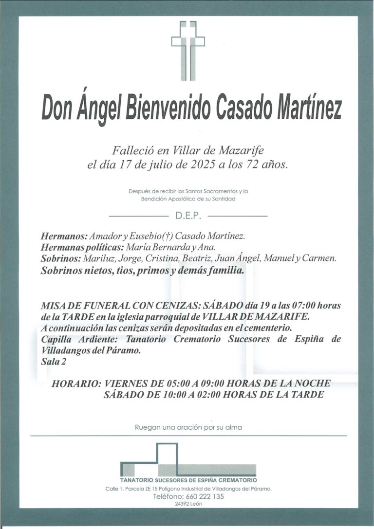 Lee más sobre el artículo Angel Bienvenido Casado Martinez
