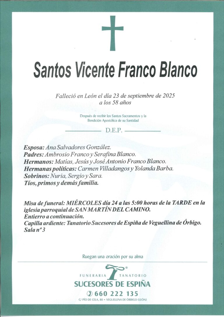 Lee más sobre el artículo Santos Vicente Franco Blanco