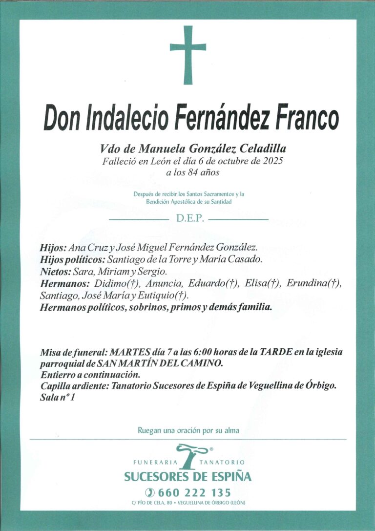 Lee más sobre el artículo INDALECIO FERNÁNDEZ