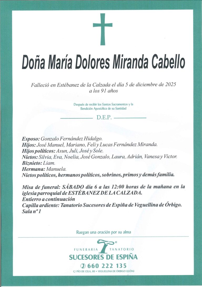 Lee más sobre el artículo NARÍA DOLORES MIRANDA CABELLO