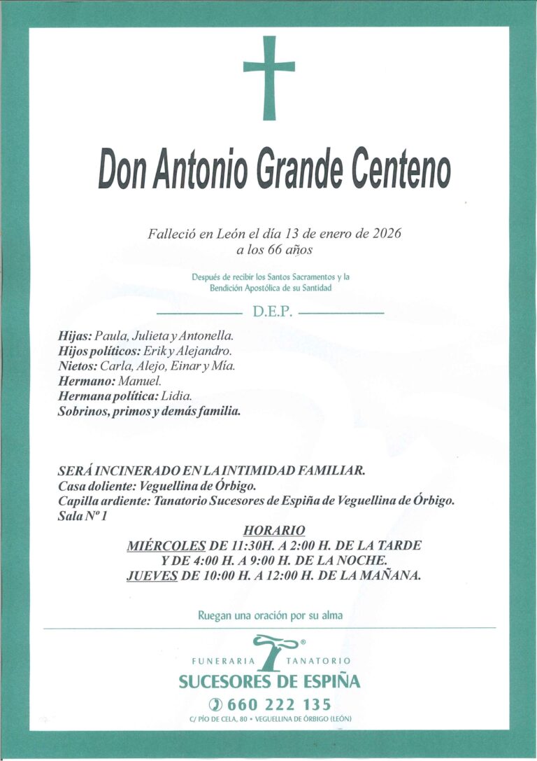Lee más sobre el artículo ANTONIO GRANDE CENTENO