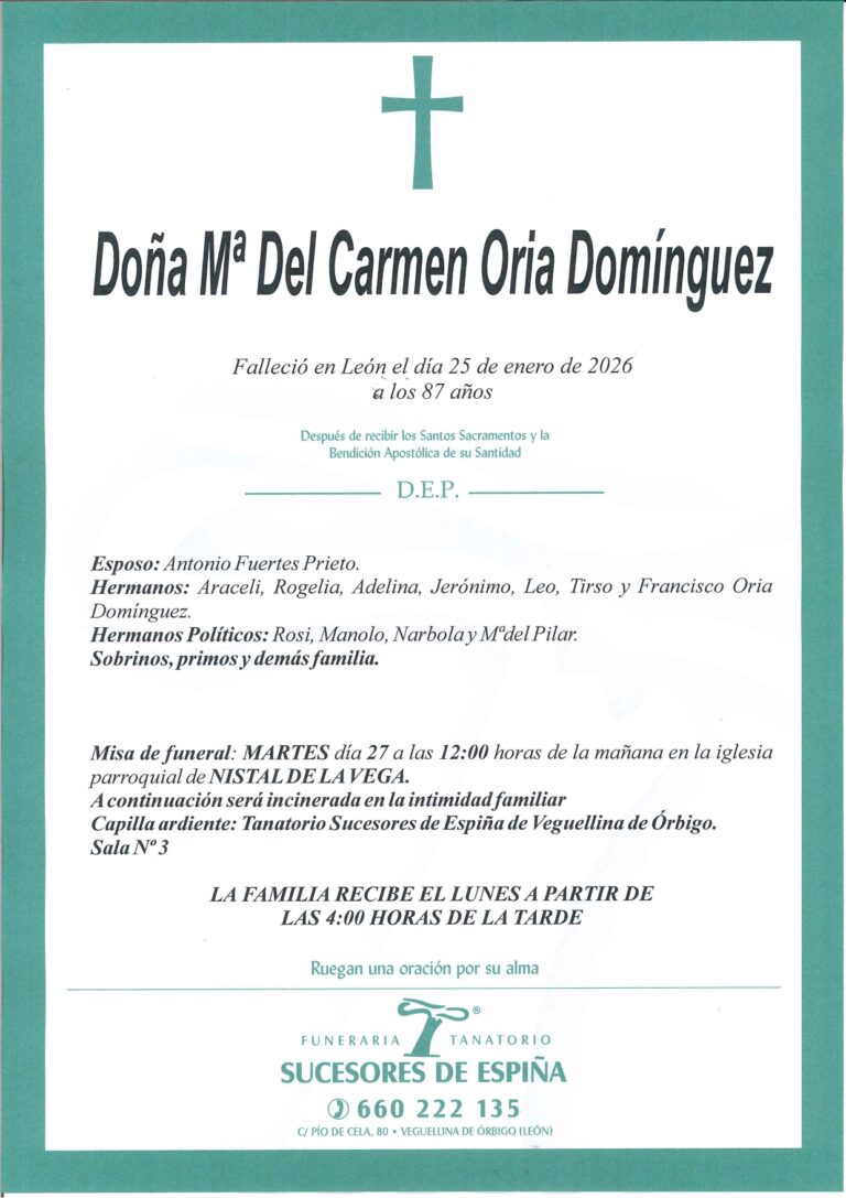 Lee más sobre el artículo Maria del Carmen Oria Dominguez
